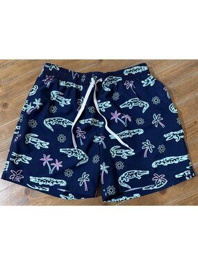 Chubbies Men's Swim Trunks Palm Trees ~ Navy Blue 5.5” ~ Inseam Size L